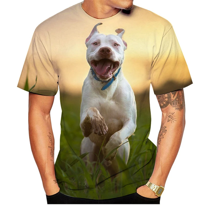 Ugly Pitbull 3d Printed T-shirt For Men Funny Cute Animal Pattern Tee Shirt Round Neck Short Sleeves Outdoor Street Clothes Tees image 3