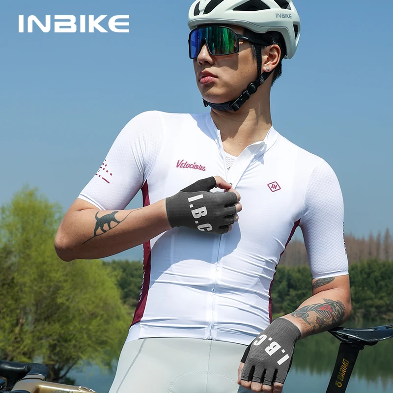 

INBIKE Cycling Jersey Men Short Sleeve Road Bike Biking Jerseys Full Zipper with Pockets Bicycle Clothing Breathable Quick Dry