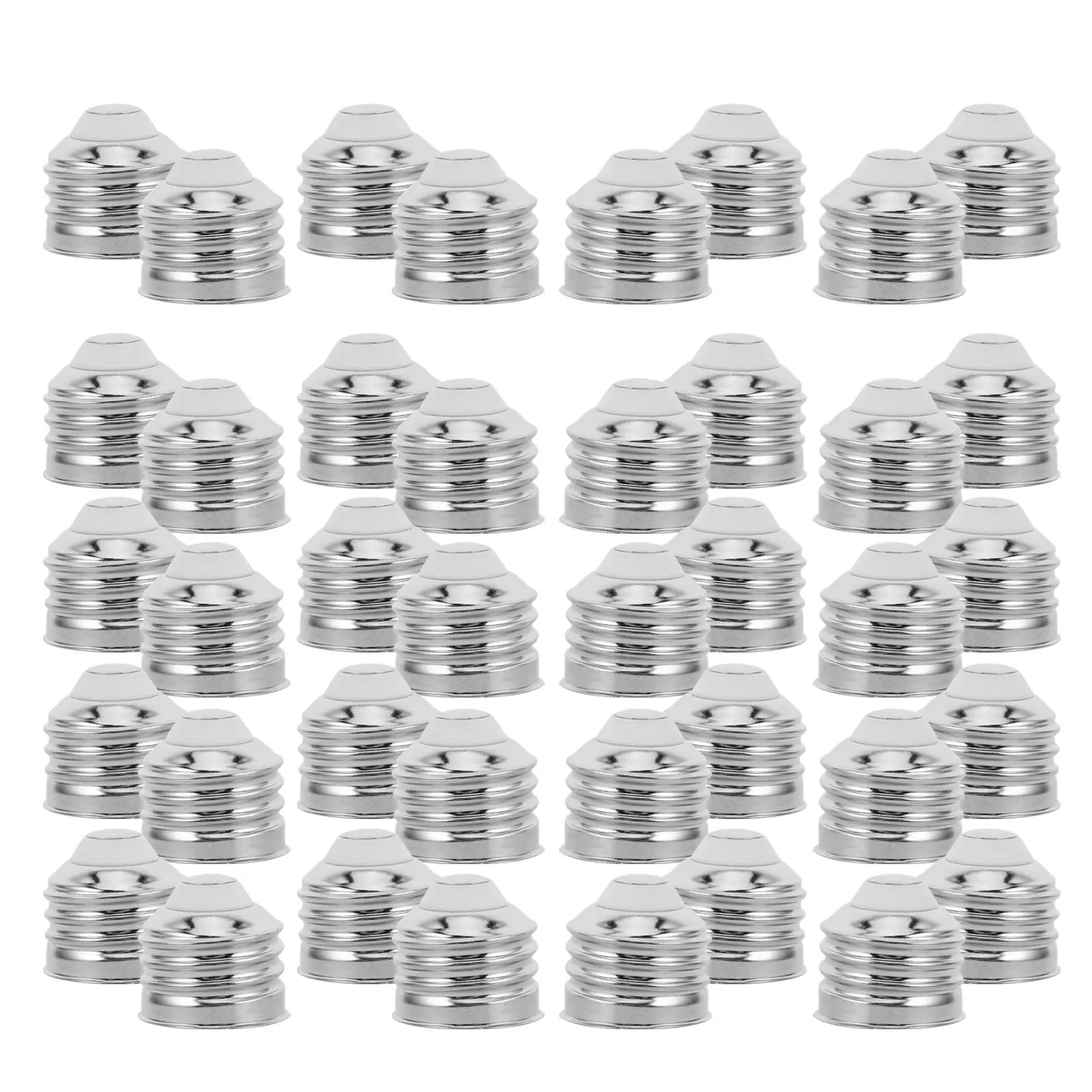 

50 шт. E27 алюминиевый никелированный адаптер для цоколя для лампочки, светодиодные лампы, винтовая розетка, идеально подходит для дома и офиса, светильники