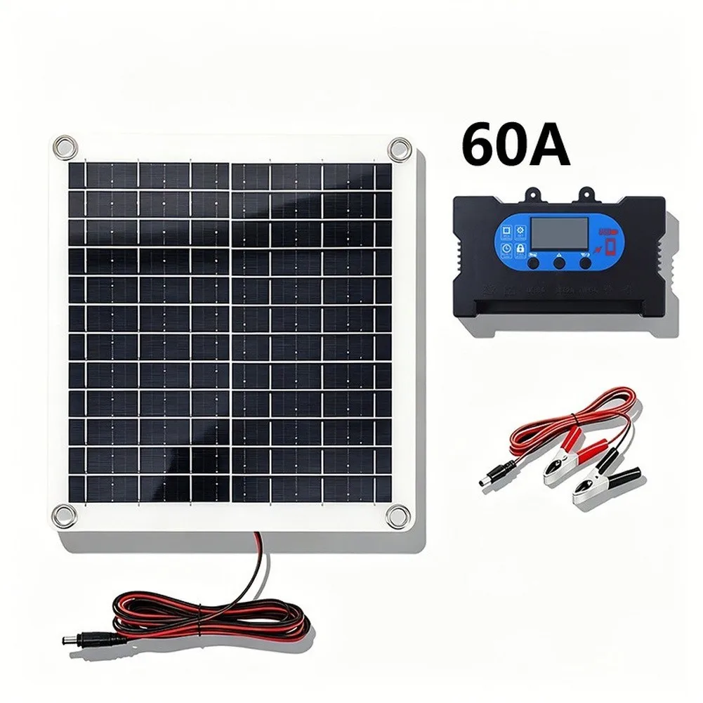 Portable 12W Solar Panel Built‑in Charge Controller For Outdoor Camping RV Vehicle Offroad Mobile Power Charging Hardware Supply