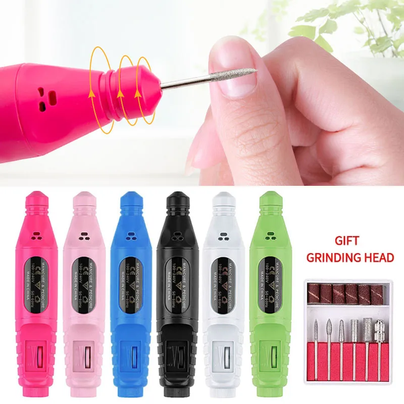 USB Nail Drill Manicure Set Electric Nail Sander Gel Polish Remover Tools Milling Cutter For Manicure Nails Accessories