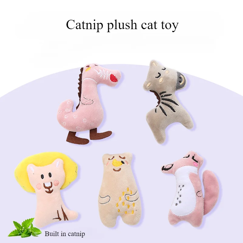 Pet Cat Toy Cute Dinosaur Zebra Animal Shaped with Catnip Cat Self Hi Cat Toy