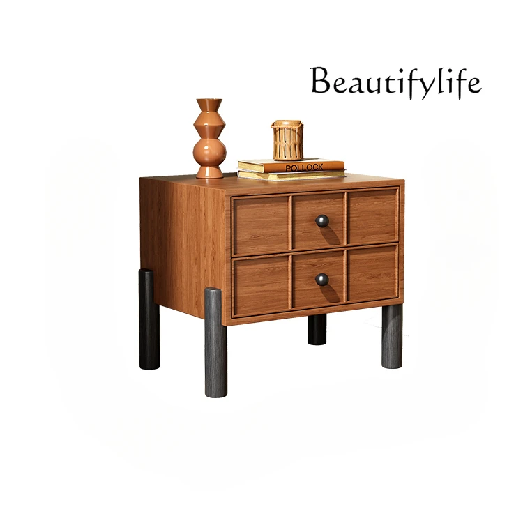 

Designer Mid-Ancient Bedside Table Bedroom Bedside Cabinet Solid Wood Simple Modern Creative High Sense