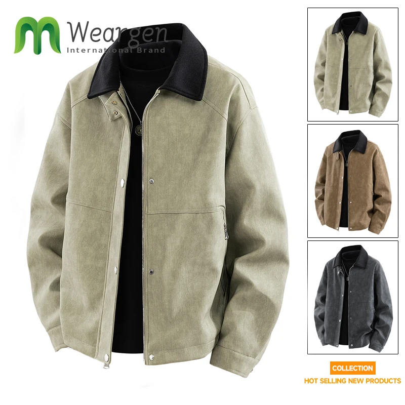 

Мужская куртка из искусственной кожи M-8XL, большой размер, весенне-осенний цвет с лацканами, большие размеры для стильной мужской верхней одежды больших размеров 8808