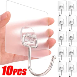 10pcs/lot All-Purpose Large Adhesive Hooks,Heavy Duty Hold 37 Lb (Max) Wall Hooks For Hanging,Large Waterproof Stick On Hooks