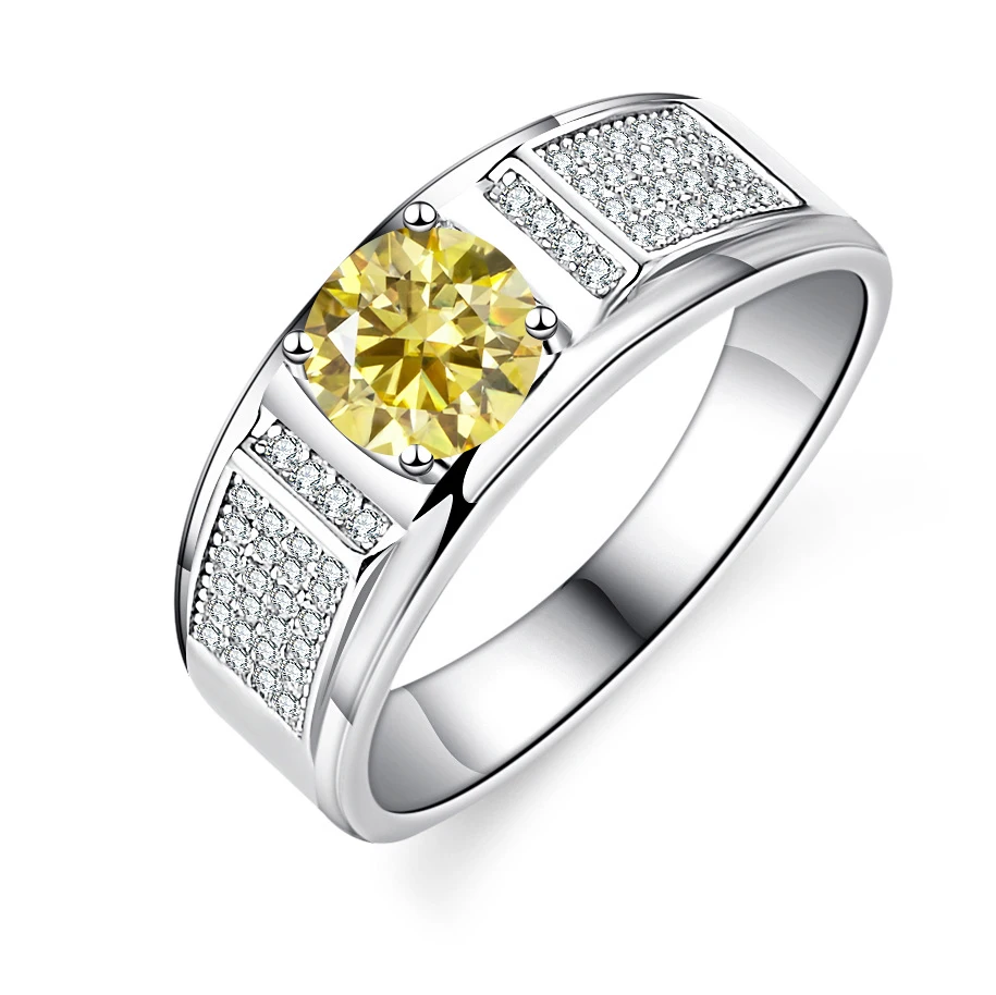 Men's 1.0 Carat Moissanite Engagement Ring, 18K White Gold