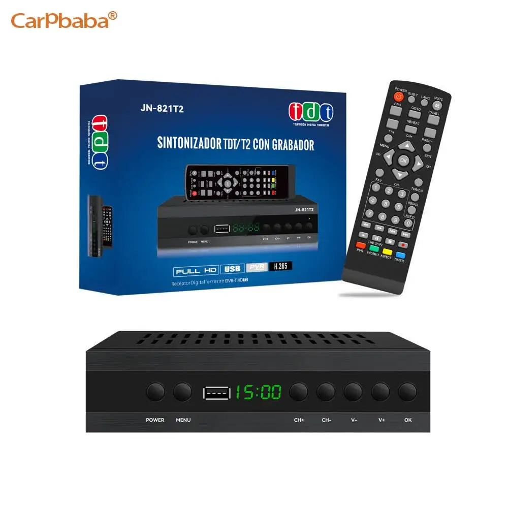 Carpbaba JN82 DVB T2 HEVC 265 Digital TV Tuner DVB-T2 H.265 1080P HD Decoder USB Terrestrial TV Receiver EPG Set Top Box EU Plug