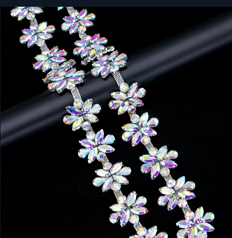 5 Yards Strass-Kette Kristall-Diamant-Zubehör DIY Handwerk Hochzeit Party Dekoration Geschenk Strass-Band Nähzubehör – Detail 5