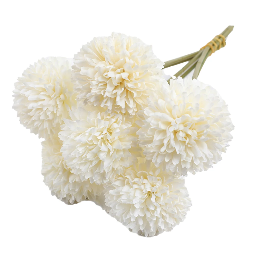 6pcs Artificial Chrysanthemum Ball Flowers Hydrangea Bouquet Presents Decor Home Decoration Festival Wedding Simulation Flower