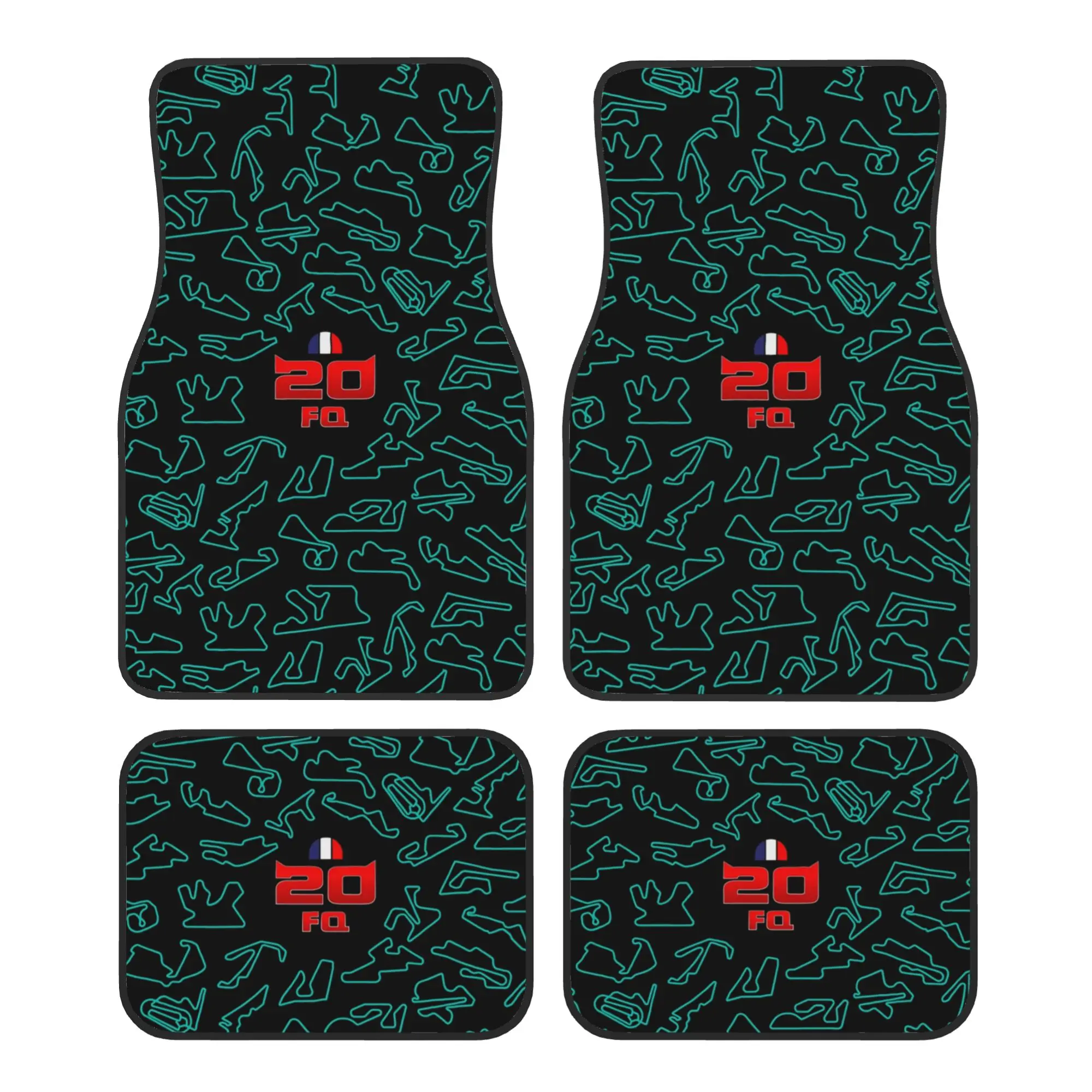4PCS Crystal Velvet Car Floor Mats Fabio Quartararo El Diablo Pattern Circuits Universal Auto Front And Rear Foot Mats