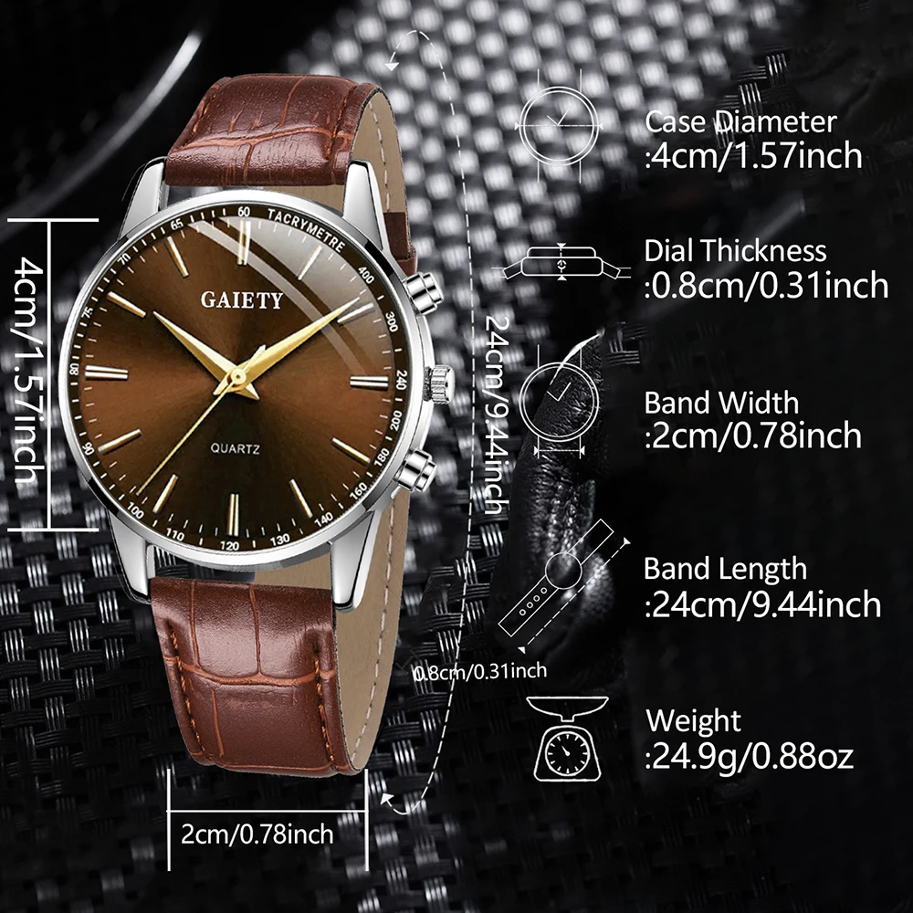 1/2PCS Business Men's Watch Set Fashionable Retro Simple Round Dial Quartz Watch Set Suitable for Daily Clothing Matching
