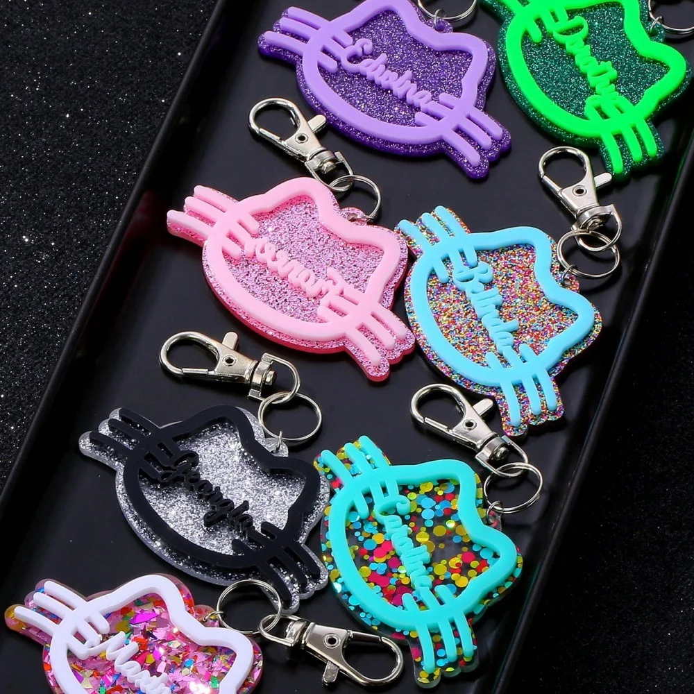 2025 أزياء لطيف الاكريليك القط القط للتخصيص اسم آخر نسخ طبقة مزدوجة قلادة شخصية هدية