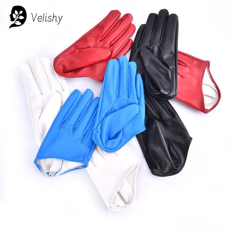 New Design Sexy Leather Gloves for Women Half Palm PU Leather Gloves Party Show