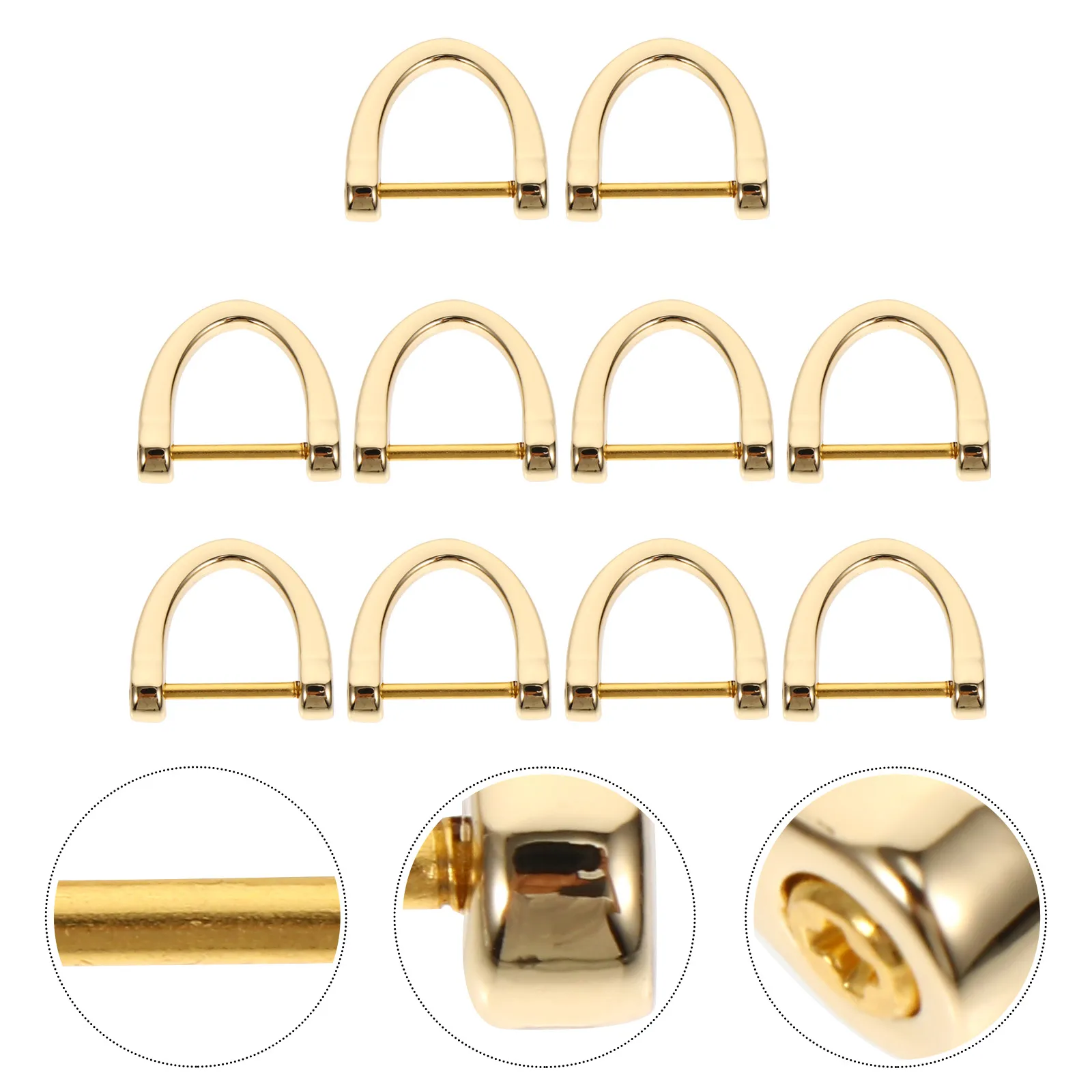

10 Pcs D Shaped Metal Rings for Luggage Bag Accessories Removable Screw Rings Golden Purse Lightweight Storage Key Ring Belt