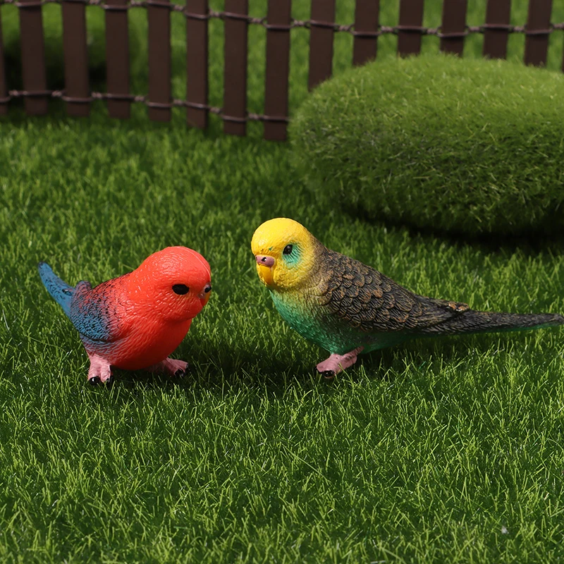 6Colors Simulation Parrot Parakeet Miniature Landscape Ornament Animal Model Lawn Figurine Artificial Bird Photography Props