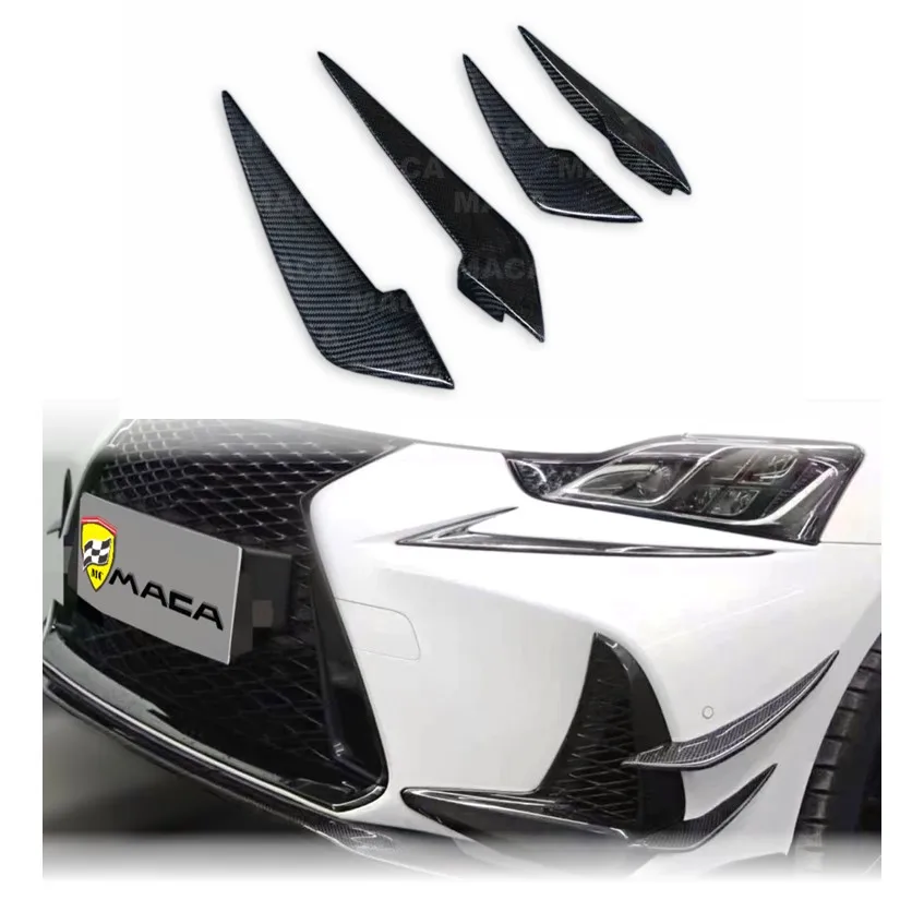 Carbon Fiber ARTISAN Style Front Bumper Air Intake Vent Duct Trims Splitter Canards Fins For Lexus IS200T IS300T 2014-2021