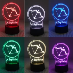 Ночной светильник со знаком зодиака Стрелец 12 — акрил, 7-цветный переключатель, спальня и подарок