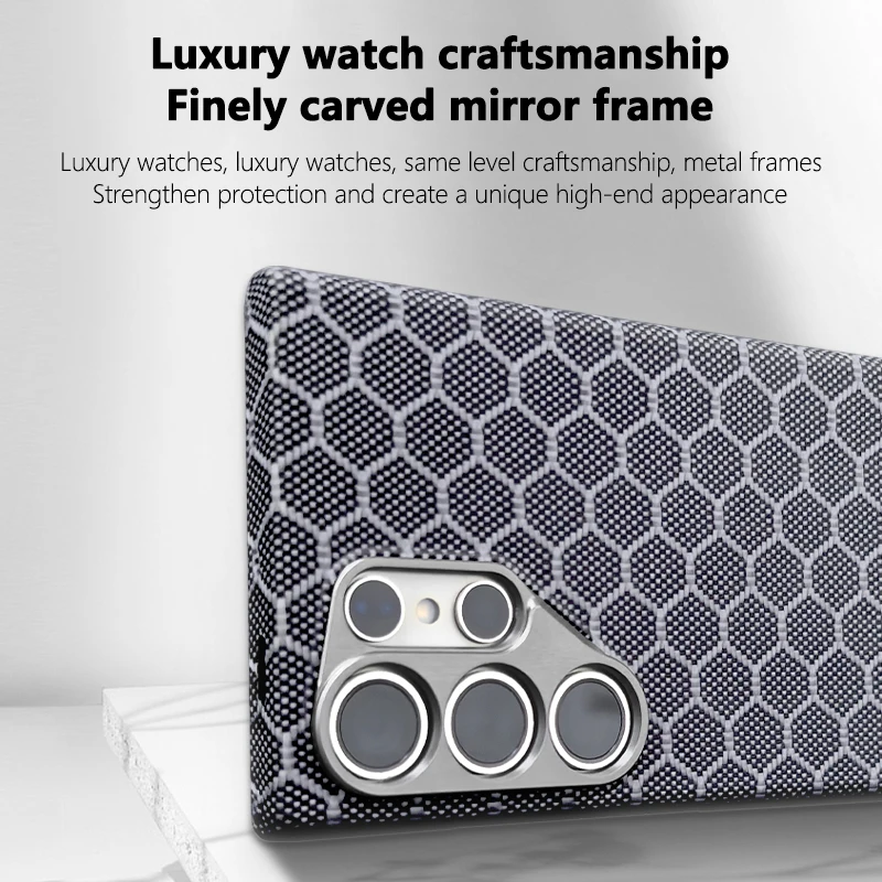 Magnetic Carbon Fiber Phone Case For Samsung Galaxy S24Ultra Magsafe Charging Metal Camera Protection Shockproof Cover For S24U