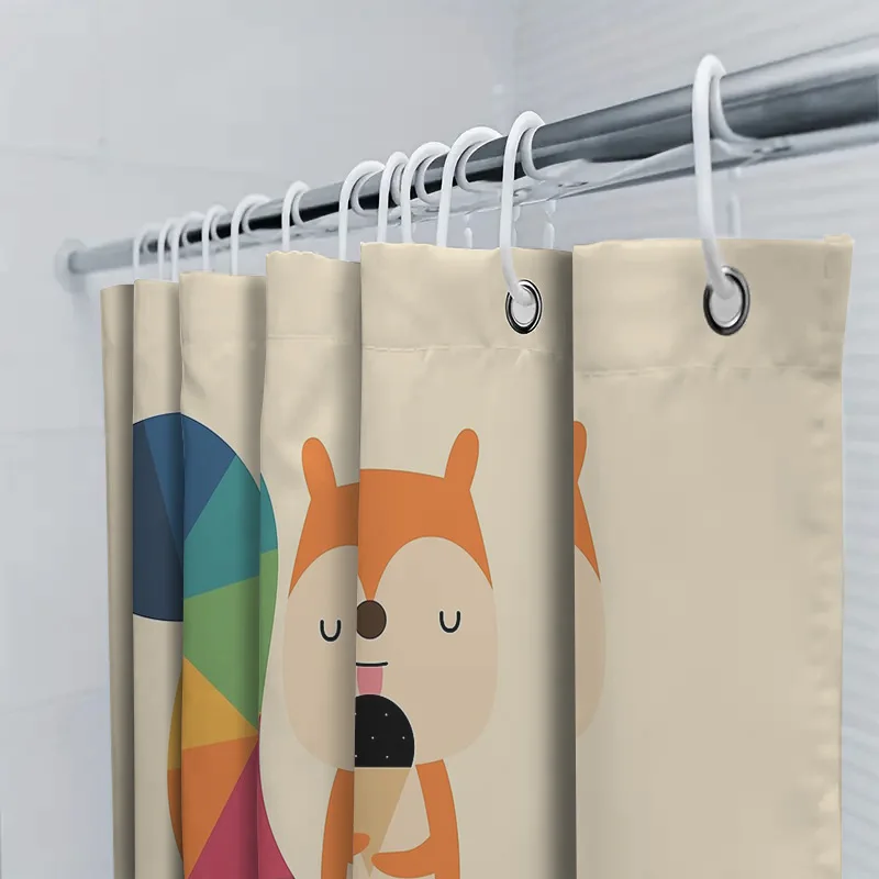 لطيف الغابات الحيوانات دش الستار الغابات الثعلب الغزلان أرنب الحمام ديكور مجموعة مقاوم للماء خمر مزرعة نمط المنزل #5