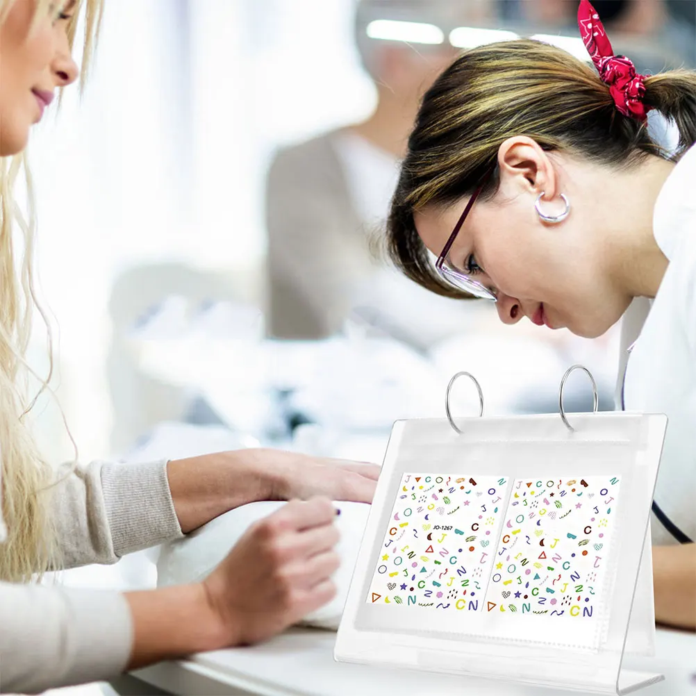 2개 네일 아트 디스플레이 스탠드 아크릴 스티커 홀더 34개 6인치 네일 데칼 앨범 데스크 정리함 포토카드 랙 보관함