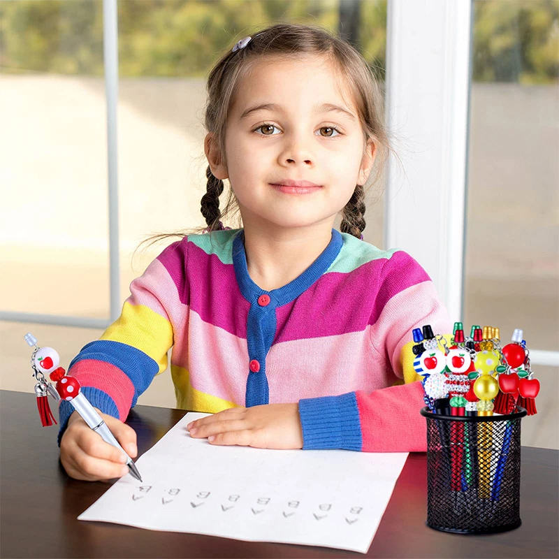 ปากกาลูกปัดพลาสติกปากกาบอลพอยท์60ชิ้นปากกาลูกปัด DIY สำหรับสำนักงานโรงเรียนผู้หญิงเด็กนักเรียนของขวัญ