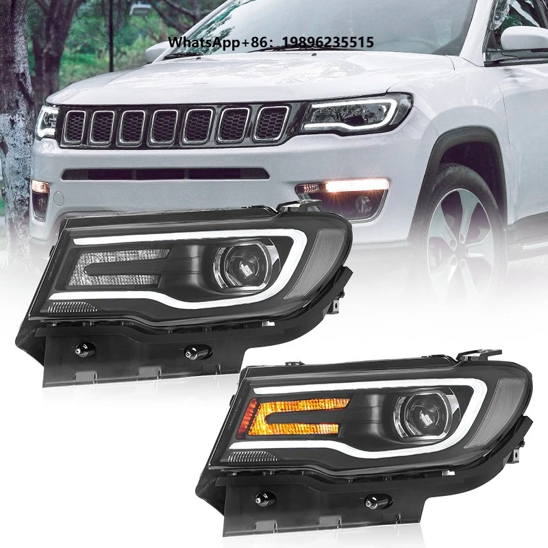 LED Headlights Compatible for  Compass 2017-2020 Front Headlight Assembly Turn Signal Daytime Running Lights