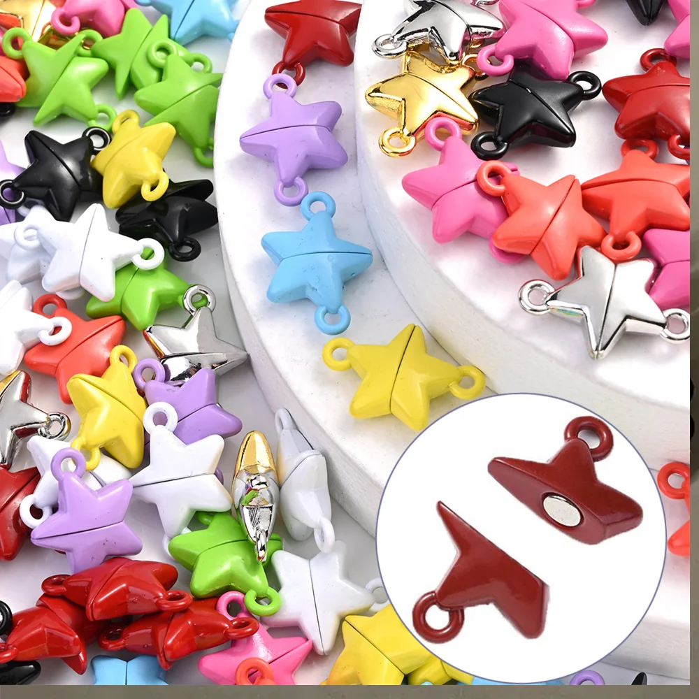 5 paires 15X22mm coloré cinq points étoile fermoir magnétique boucle pour bricolage Couple boucle magnétique pour bijoux Bracelet accessoires
