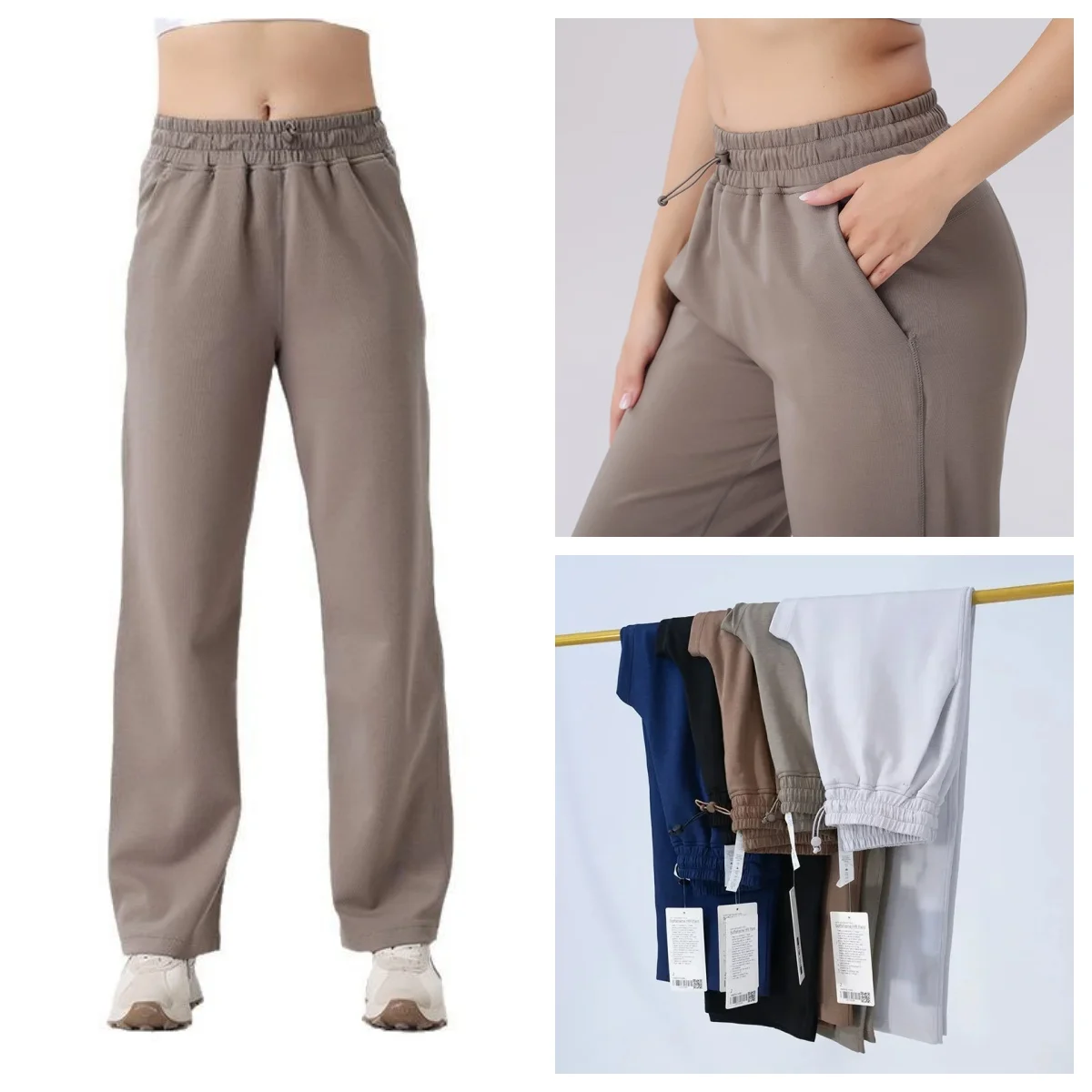 

Women's wide-leg yoga trousers straight loose air layer fabric high waist anti-wrinkle warm exercise casual athletic pants