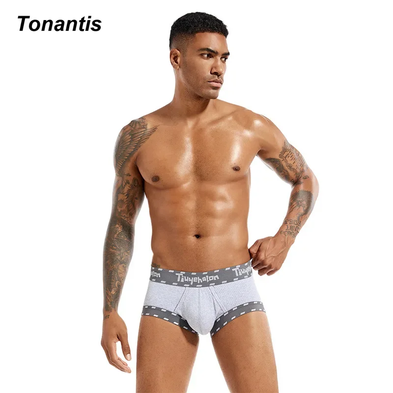 3Pcs/Set Combined Ribbed Cotton Boxers Man Fashion Letter Printing Low Waist Underpants Men Comfortable Elastic Men\'s Panties