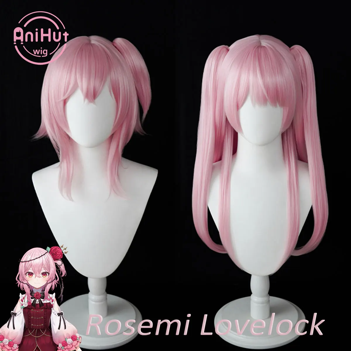 

【AniHut】Rosemi Lovelock NIJISANJI VTuber Pink Cosplay Wig Two VER. Heat Resistant Synthetic Hair Rosemi Lovelock Cosplay