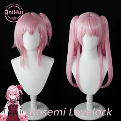 【Anihut】 rosemi Lovelock NIJISANJI VTuber różowy peruka do Cosplay dwa VER. Żaroodporne włosy syntetyczne Rosemi Lovelock Cosplay