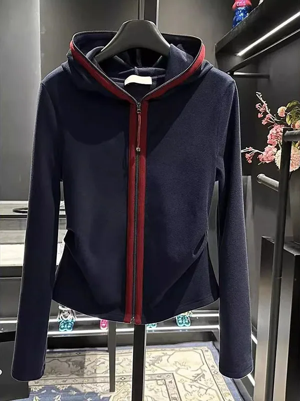 

Очень большая повседневная толстовка на молнии 300 Pou Faion контрастного цвета, новый длинный све, простой персональный топ, женский свитер...