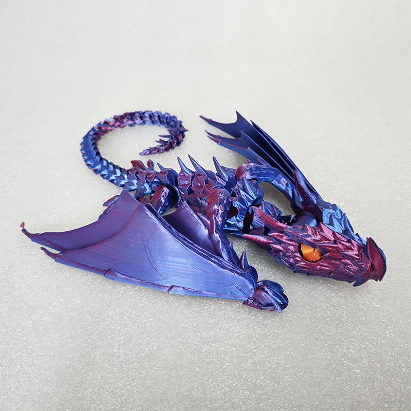 3D Printed Dragon with Wings Rotatable Articulated Dragon Feathered Wyvern Dragons Statue For Landscaping Decor Kids Fidget Toys