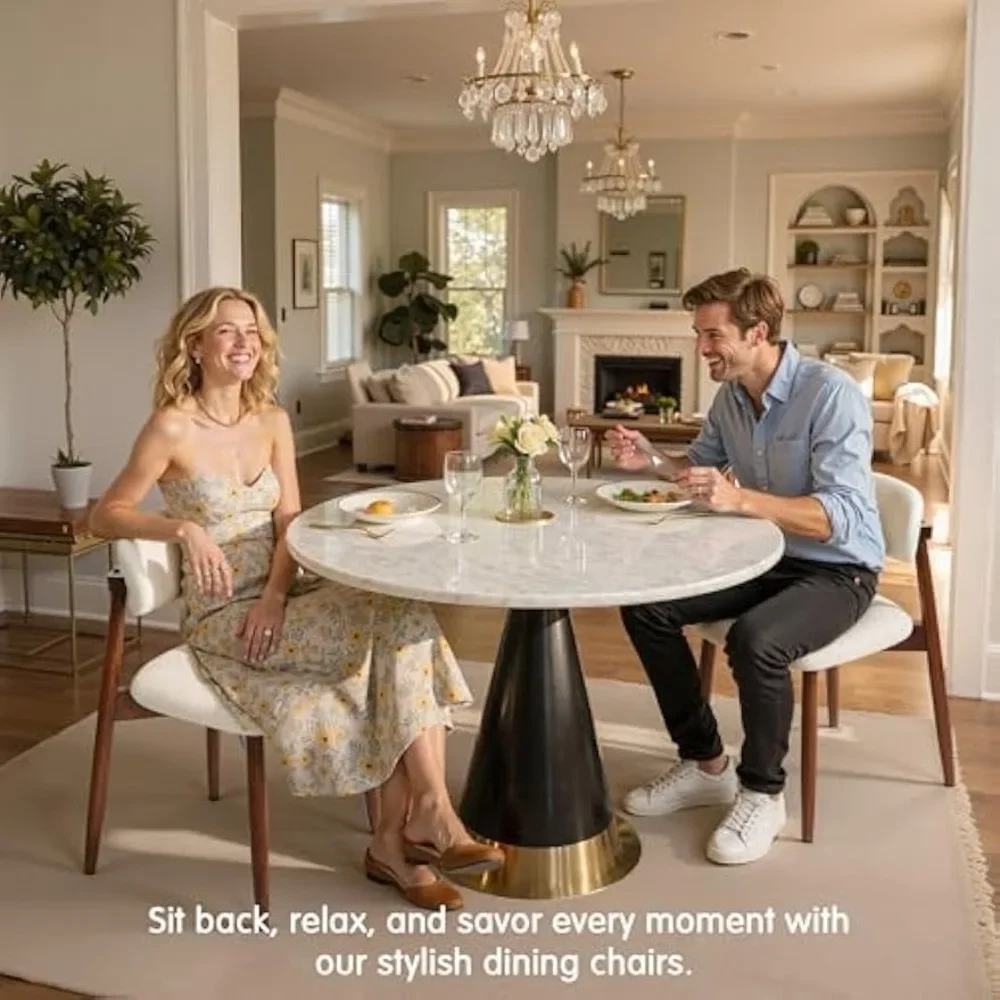 

6-piece Dining Chairs, Upholstered Solid Wood Dining Chairs, Mid-century Modern Fabric Kitchen Side Chairs, Ergonomic