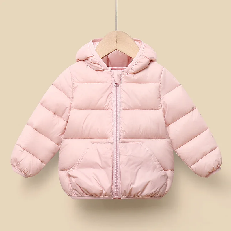 Kids Winter Warm Printed Jacket Boys Girls Windproof Hooded Cotton Coat with Ears Soft Children Baby Sportswear Student Outdoor