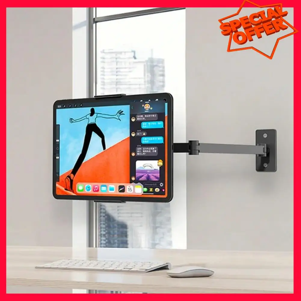 

-ESTR Kitchen Tablet Wall Mount Arm Foldable Tablet Mobile Phone Holder For Wall Mounting White