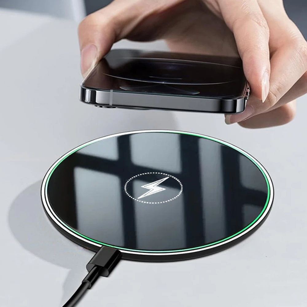 30W Mirror Wireless Charger Pad with LED Light Fast Charging for iPhone 17/16/15/14/13/12 Pro Max, Samsung S25  Xiaomi 17 15 14 view 5