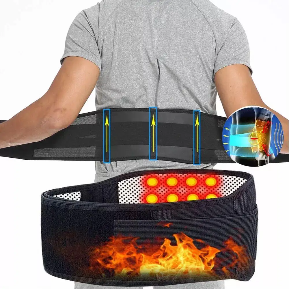 

1pc Waist Brace Support Belt Tourmaline Self-heating Magnetic Therapy Waist Belt Lumbar Support Back Support Brace Double Banded