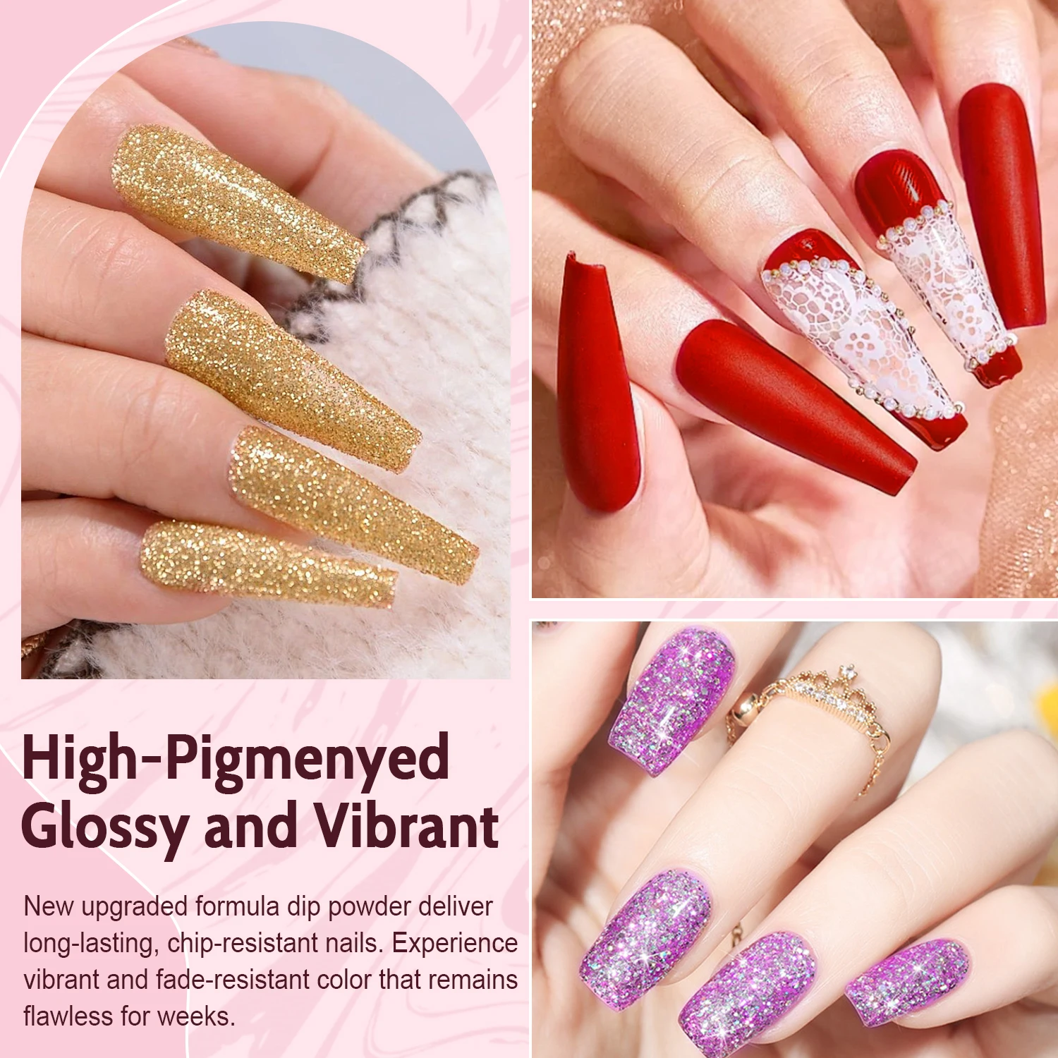 30 Colors Green Pinkish Golden Glitter Shades Dipping Powder Set, No Lamp Needed for Manicure Women Girls Easter Day Gift