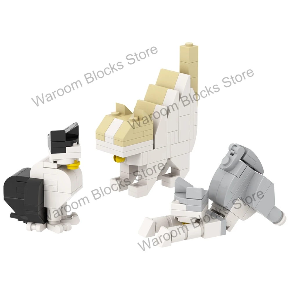 MOOXI MOC لطيف القطط الطوب مواء القط شجرة الحيوان مدينة أرقام الأثاث اللبنات الكبار مجموعة لعب للأطفال الأصدقاء هدية #4