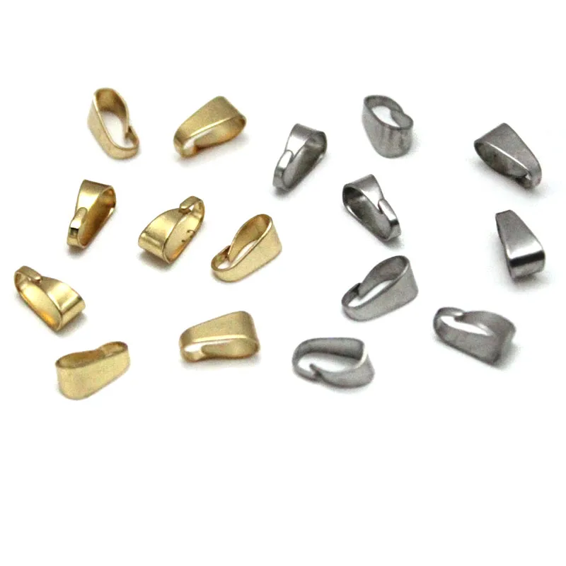 100pcs Stainless Steel Gold Plated Pendant Clasps Pinch Clip Bails Necklace Pendants Hooks Connectors for DIY Jewelry Making