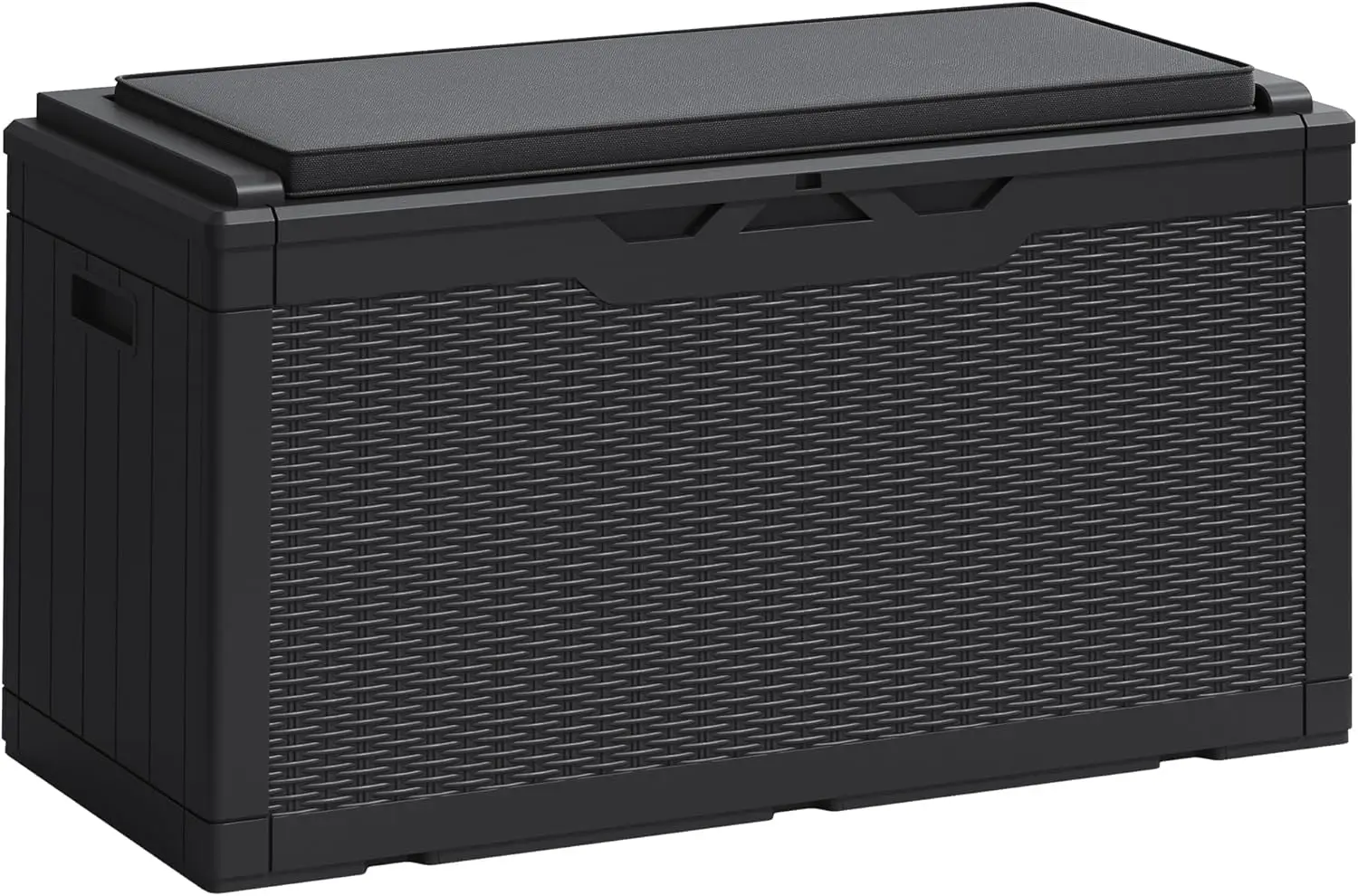 100 Gallon Resin Deck Box with Cushion for Patio Garden Tool Storage, Black