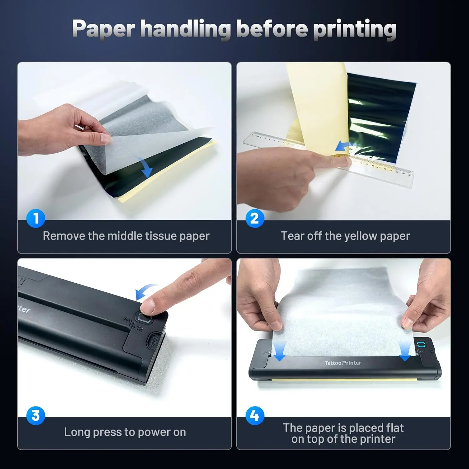 Wireless tattoo printer machine HD printing Bluetooth thermal tattoo Stencil printer A4 printer compatible with iPad Phone PC