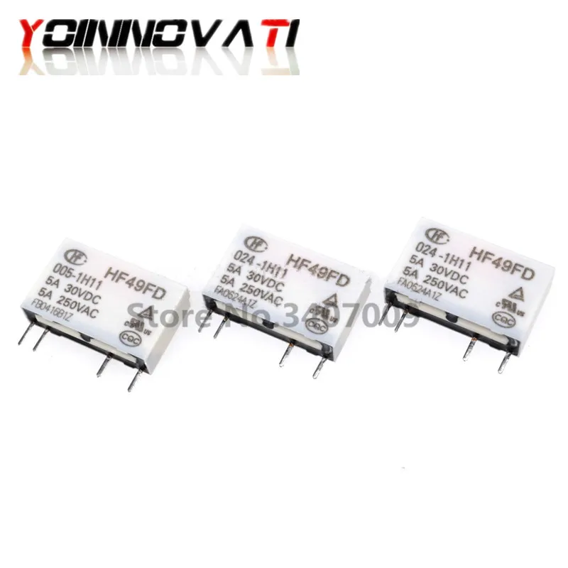 5pcs Relay 12V HF49FD-005-1H11 005-1H11 HF49FD DC5V 1H11 4PIN 5A Relay 5V Rele 12V 24V