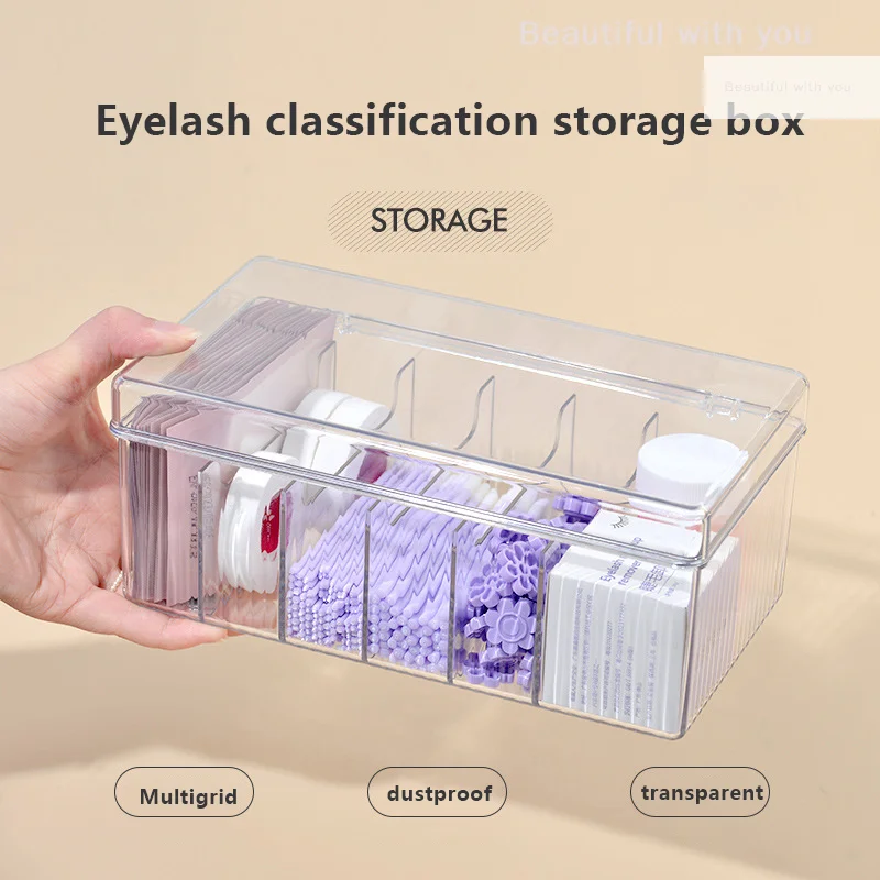 

Eyelash Extension Tool Storage Box With Cover Lash Accessories Lashes Glue Tweezer Holder Organizer Acrylic Transparent Box