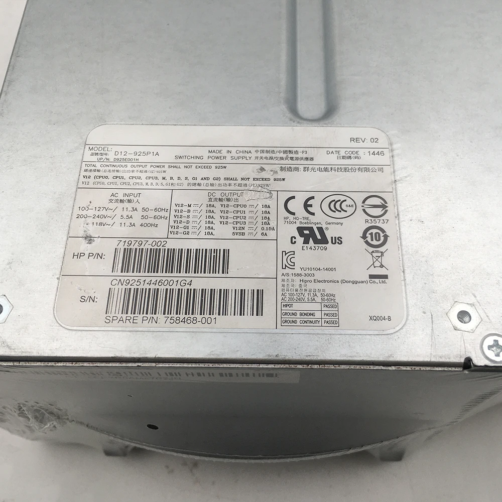 D12-925P1A Per alimentatore workstation HP Z640 WS 719797-002 758468-001 925W D925E001H Perfettamente testato