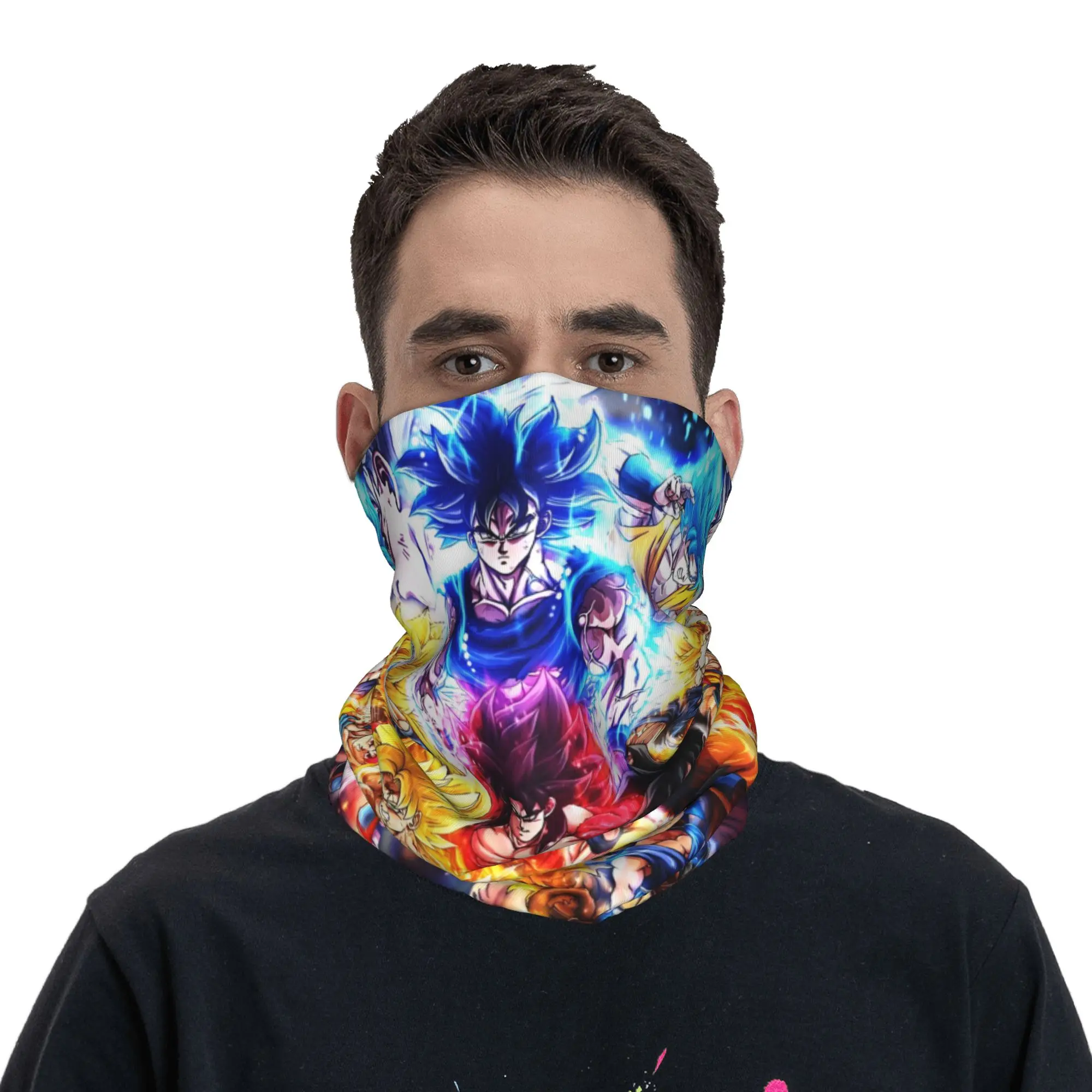 Custom DBZ Vegeta Hot Manga Bandana Neck Warmer Women Men Winter Hiking Ski Scarf Gaiter Comic Face Cover