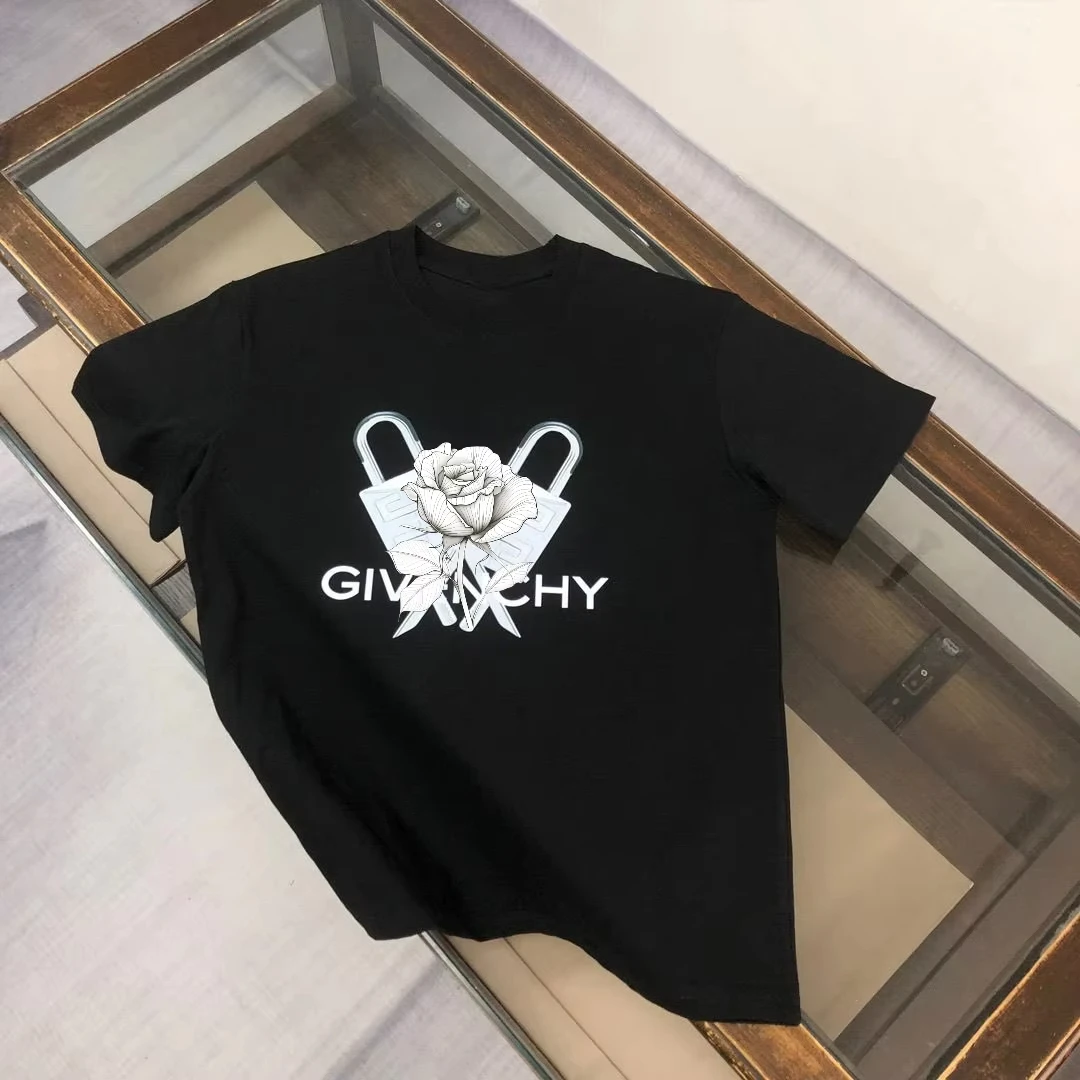 

Summer New Luxury Brand Printed Y2K Top T-shirt Pure Cotton Round Neck Casual 2025 Men's and Women's Same Top T-shirt