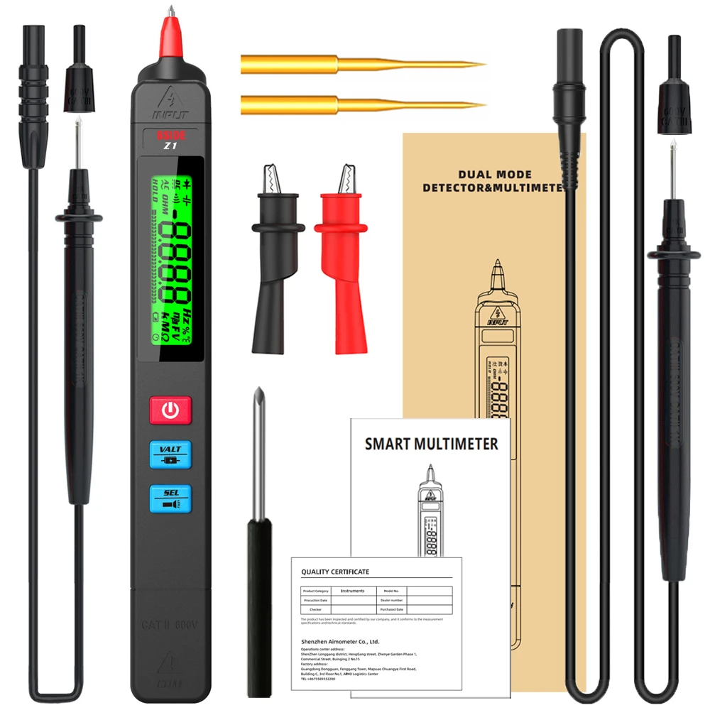 Digitalmultimeter Smart Autoranging 6000 DC AC Spannung Kapazität Ohm NCV Hz Diode Kontinuität Live-Draht Stift Tester Meter