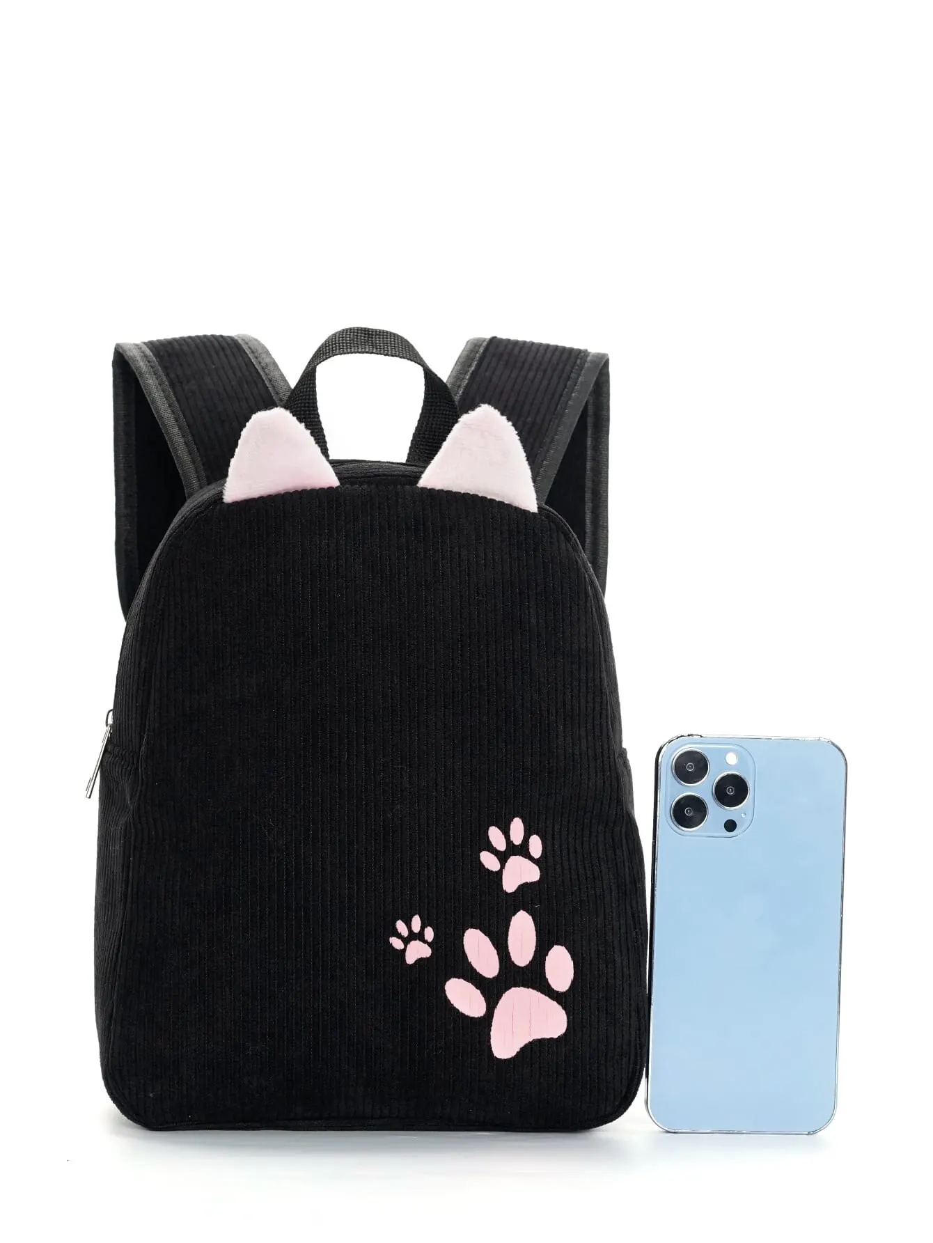 Cute Kitten Paws Embroidered Corduroy Women\'S Backpack Classic Backpack Suitable For The School Season Outdoors